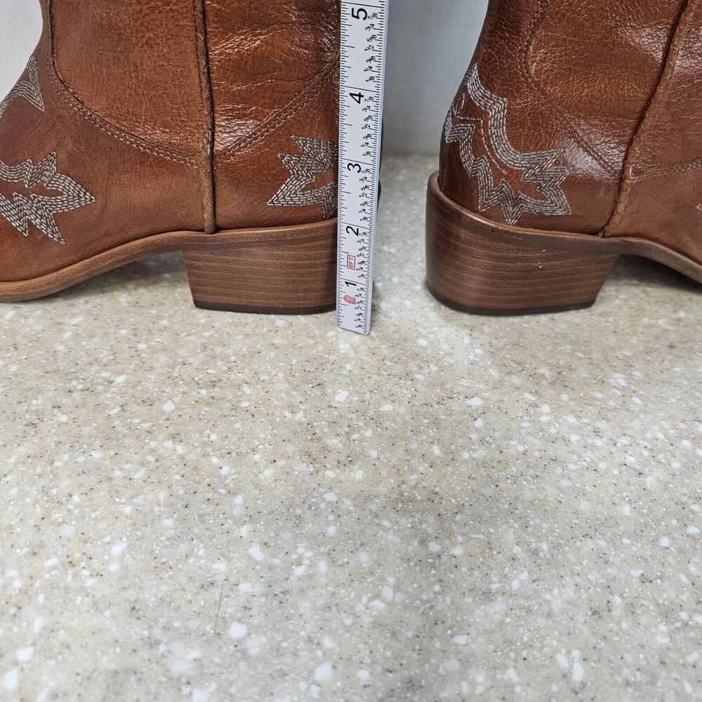 Donald Pliner Marina SP Leather Cowboy Western Boots Cognac Women's Size 7 NIB - Picture 6 of 13